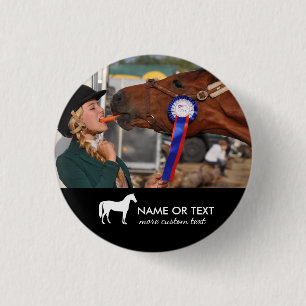 Personalized Horseback Riding Equestrian Photo Button