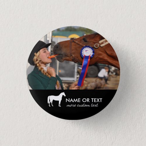 Personalized Horseback Riding Equestrian Photo Button