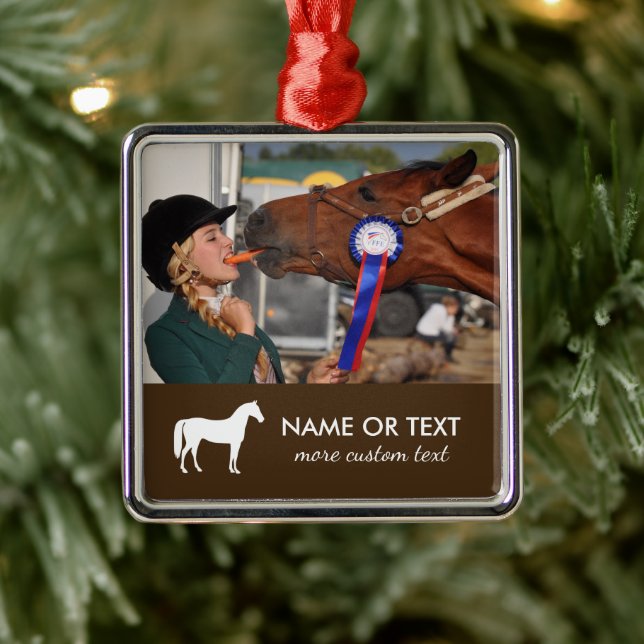Personalized Horseback Riding Photo Equestrian Metal Ornament (Tree)