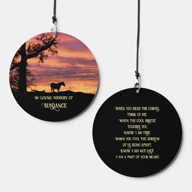 Personalized Horses Name Memorial Tribute Wind Chime (Front & Back)