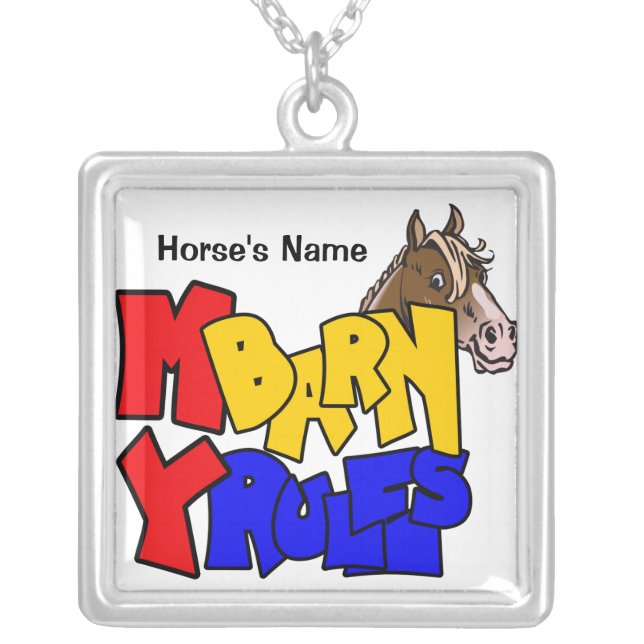 Personalized Horse's Name Silver  Necklace (Front)