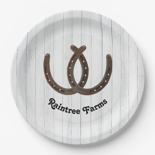 Personalized Horseshoe Horse  Paper Plates (Front)