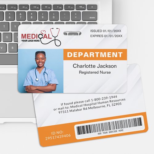 Personalized Hospital Bar Code Photo ID Security Badge