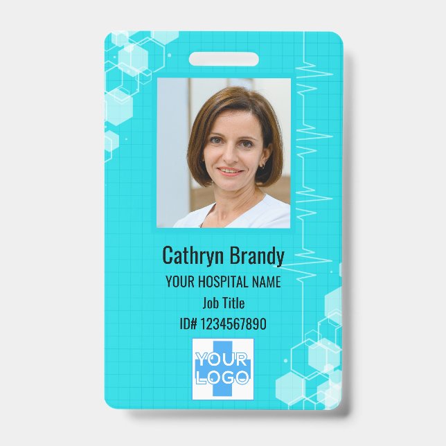 Personalized Hospital Employee ID, Photo and Name Badge (Front)