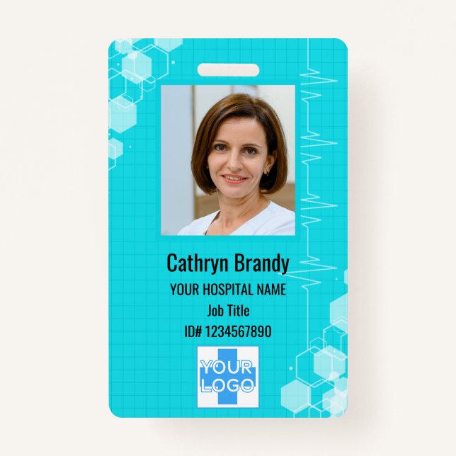 Personalized Hospital Employee ID, Photo and Name Badge (Front)