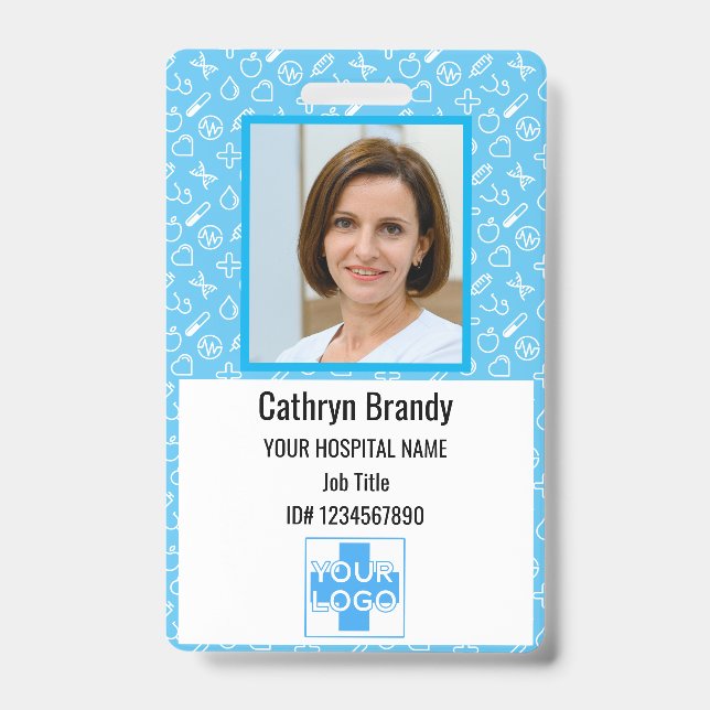 Personalized Hospital Employee ID, Photo and Name Badge (Front)