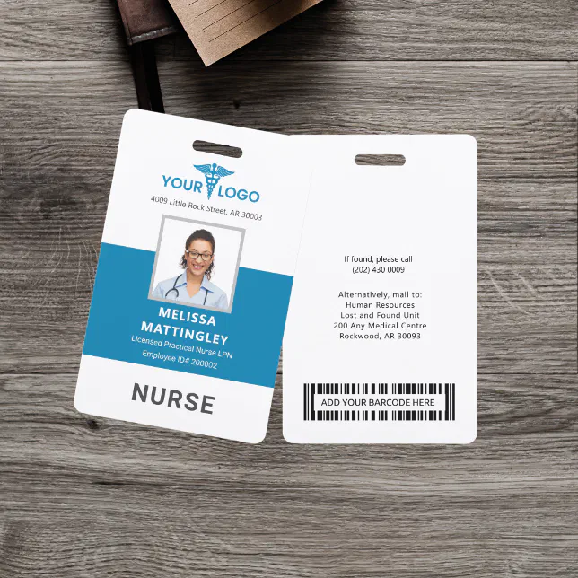 Personalized Hospital Employee Logo and Photo ID Badge | Zazzle