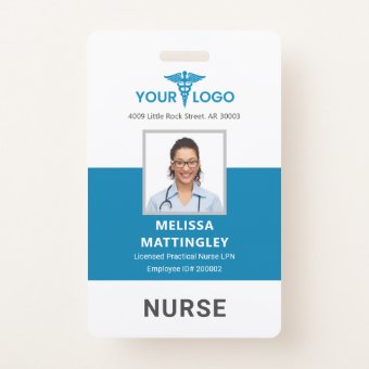 Personalized Hospital Employee Logo and Photo ID Badge | Zazzle