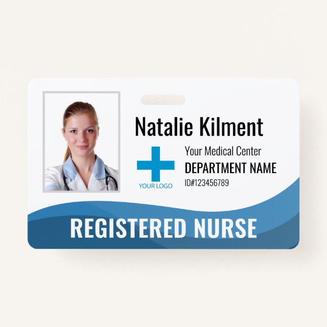 Personalized Hospital Employee Logo Photo and ID Badge (Front)