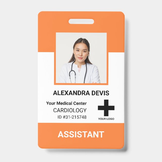 Personalized Hospital Employee Logo & Photo Badge (Front)
