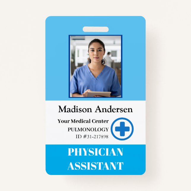 Personalized Hospital Employee Logo & Photo Badge (Front)
