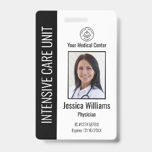 Personalized Hospital Employee Logo Photo Black ID Badge