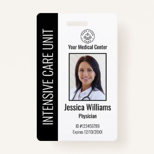 Personalized Hospital Employee Logo Photo Black ID Badge
