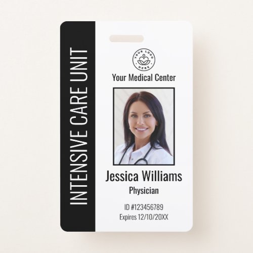 Personalized Hospital Employee Logo Photo Black ID Badge