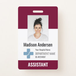 Personalized Hospital Employee Logo &amp; Photo ID Bad Badge