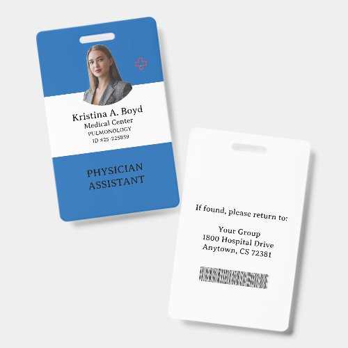 Personalized Hospital Employee Logo &amp; Photo ID Bad Badge