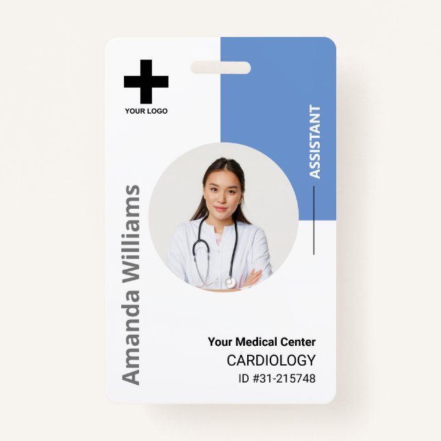 Personalized Hospital Employee Logo & Photo ID Bad Badge (Front)