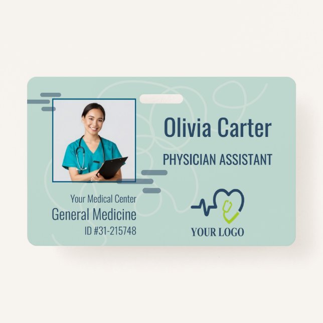 Personalized Hospital Employee Logo & Photo ID Bad Badge (Front)