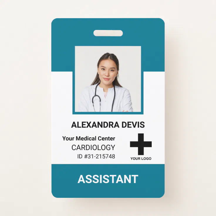 Personalized Hospital Employee Logo & Photo ID Bad Badge | Zazzle