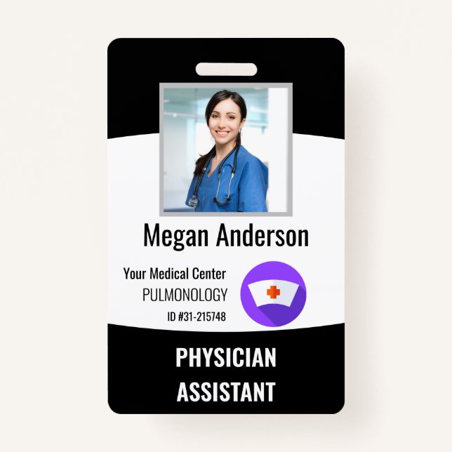Personalized Hospital Employee Logo & Photo ID Bad Badge (Front)