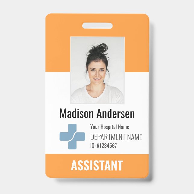 Personalized Hospital Employee Logo & Photo ID Bad Badge (Front)