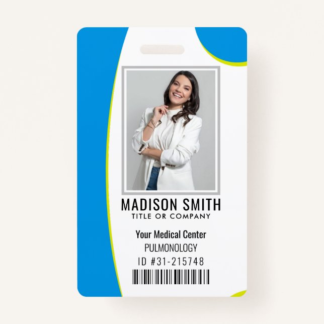 Personalized Hospital Employee Logo & Photo ID Bad Badge (Front)