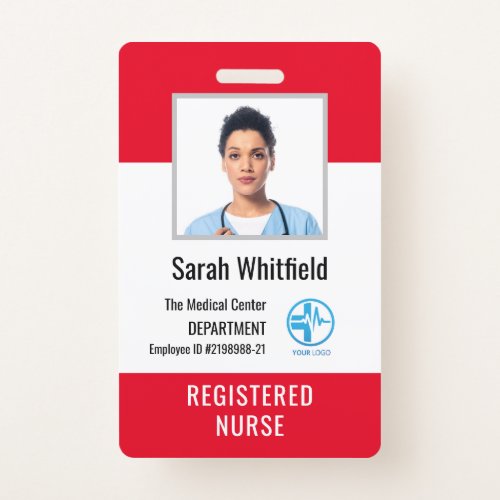 Personalized Hospital  Employee Logo Photo ID Badge