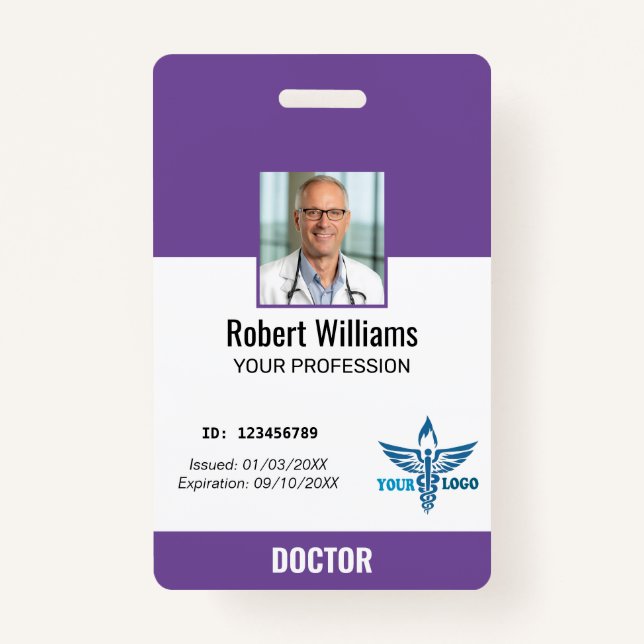 Personalized Hospital Employee Logo & Photo ID Badge (Front)
