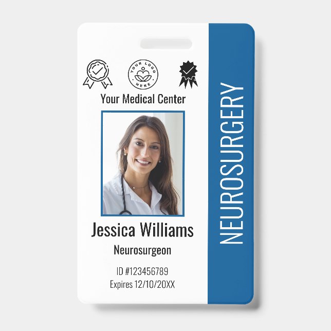 Personalized Hospital Employee Logo & Photo ID Badge (Front)