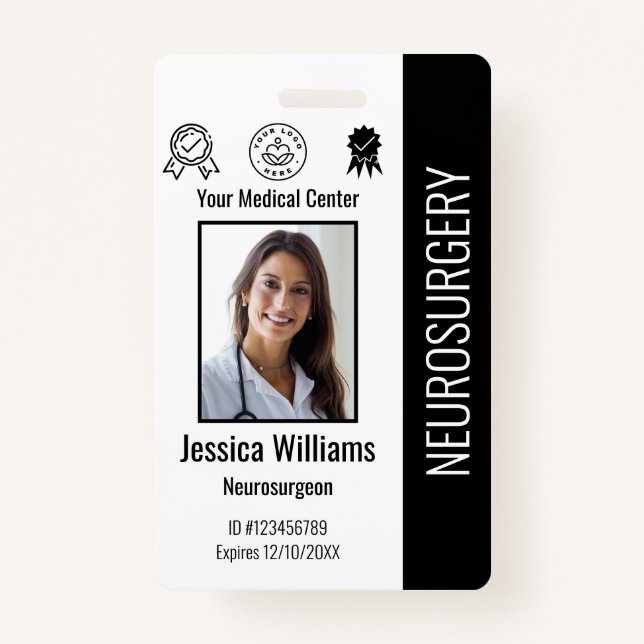 Personalized Hospital Employee Logo & Photo ID Badge (Front)