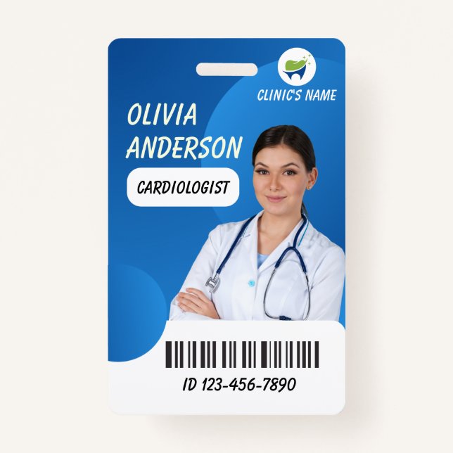 Personalized Hospital Employee Logo & Photo ID  Badge (Front)