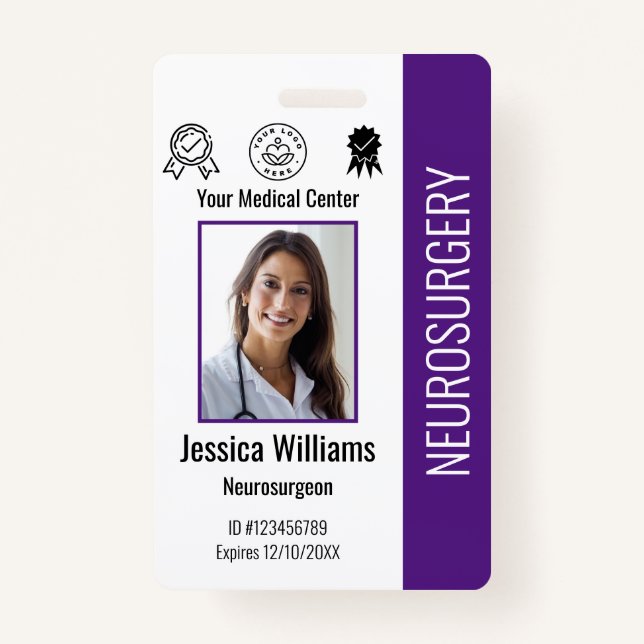 Personalized Hospital Employee Logo & Photo ID Badge (Front)