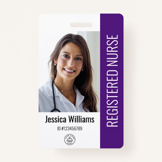 Personalized Hospital Employee Logo & Photo ID Badge (Front)