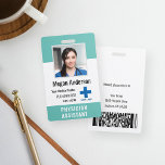 Personalized Hospital Employee Logo & Photo ID Badge<br><div class="desc">Personalize these vertical medical personnel badges with an employee photo and name, along with multiple custom text fields for hospital or healthcare facility name, unit or floor, title abbreviation, employee ID number, or valid through date, along with the medical center logo. The title or role appears along the bottom in...</div>