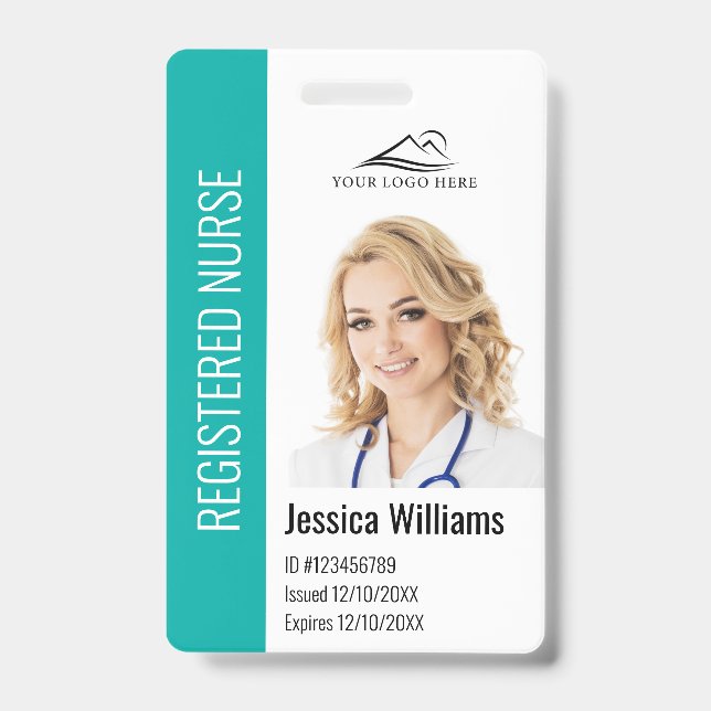 Personalized Hospital Employee Logo & Photo ID Badge (Front)