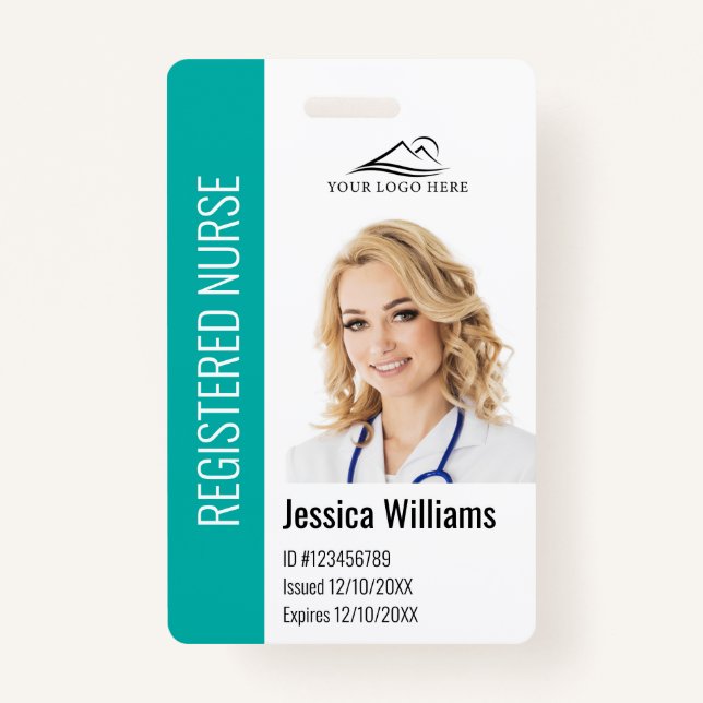 Personalized Hospital Employee Logo & Photo ID Badge (Front)