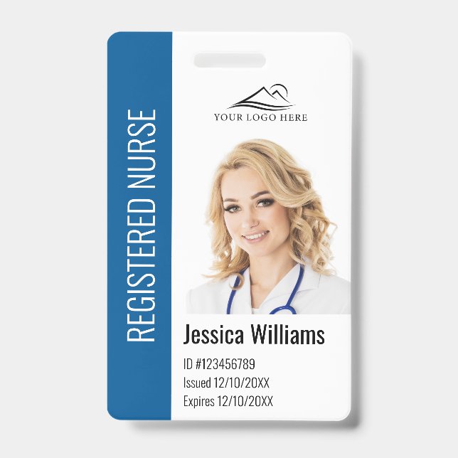 Personalized Hospital Employee Logo & Photo ID Badge (Front)