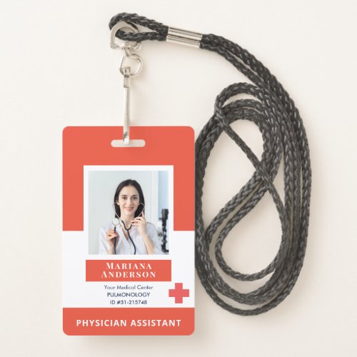 Personalized Hospital Employee Logo  Photo Red Badge