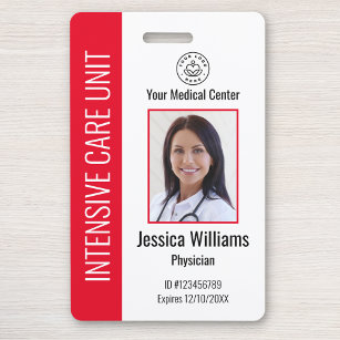 Personalized Hospital Employee Logo & Photo Red ID Badge