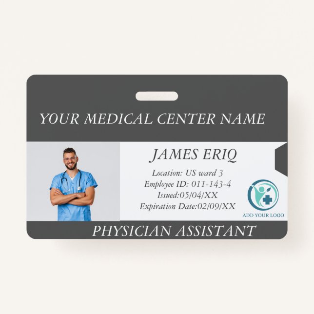 personalized Hospital Employee Photo ID Badge (Front)