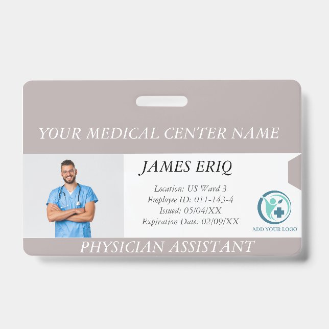 Personalized Hospital Employee Photo ID Badge (Front)