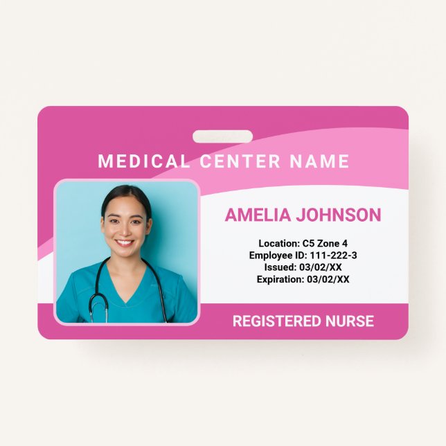 Personalized Hospital Employee Photo ID Badge (Front)