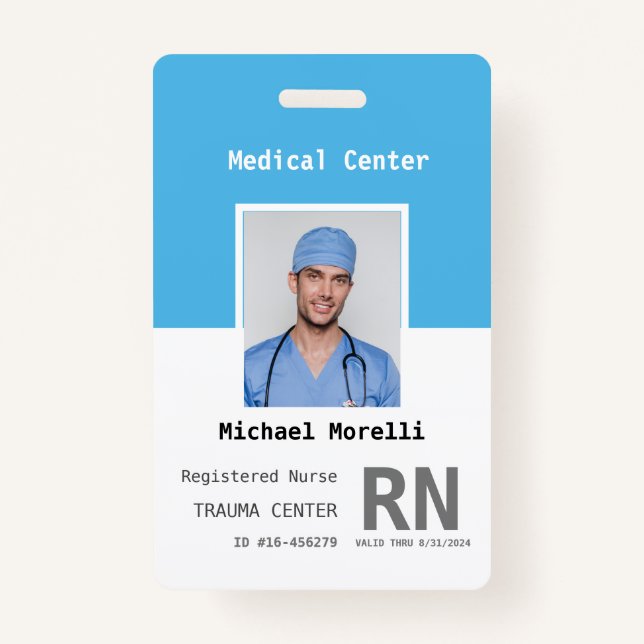 Personalized Hospital Employee Photo ID Badge (Front)