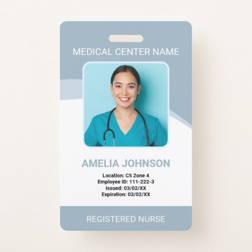 Personalized Hospital Employee Photo ID Gray Badge