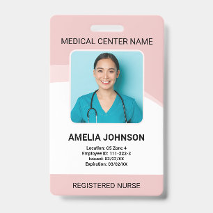 Personalized Hospital Employee Photo ID Pink Badge