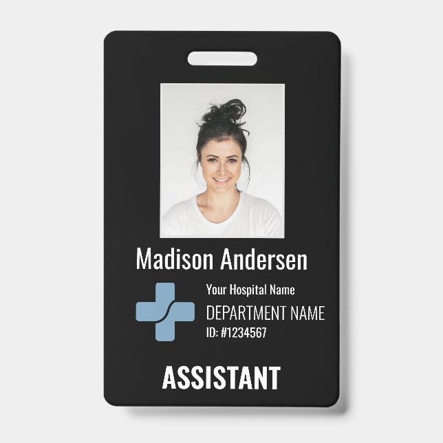 Personalized Hospital Employee Total black ID Badge (Front)