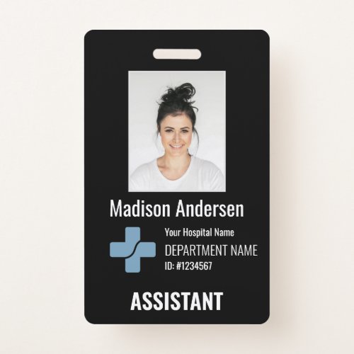 Personalized Hospital Employee Total black ID Badge