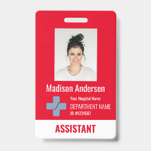 Personalized Hospital Employee Total red ID Badge