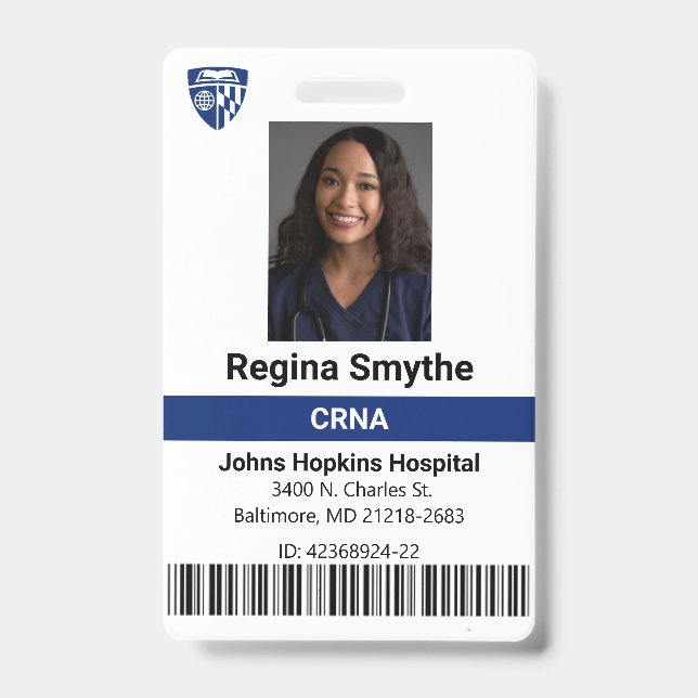 Personalized Hospital Medical ID Badge Template (Front)