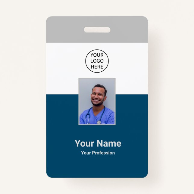 Personalized Hospital Modern Employee Staff  Badge (Front)